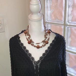 💐💓New Beautiful Black Swiss Dot Long Sleeved Shirt XL  Lace Cuffs